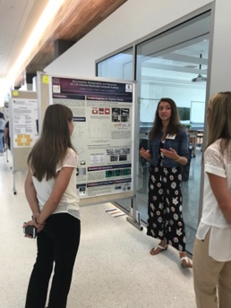 Grace presenting her poster at the REU Symposium